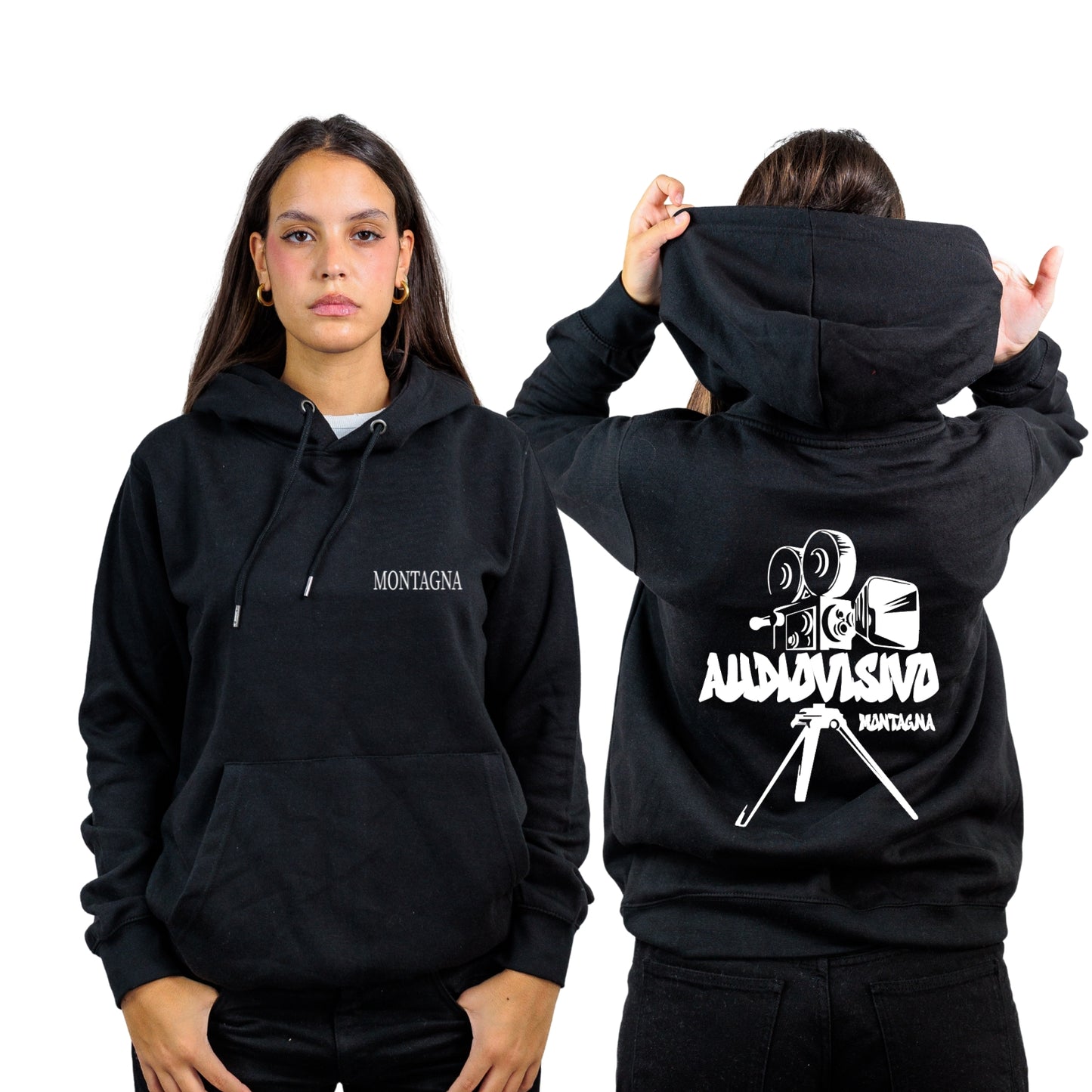 FELPA CON CAPPUCCIO AUDIOVISIVO MONTAGNA