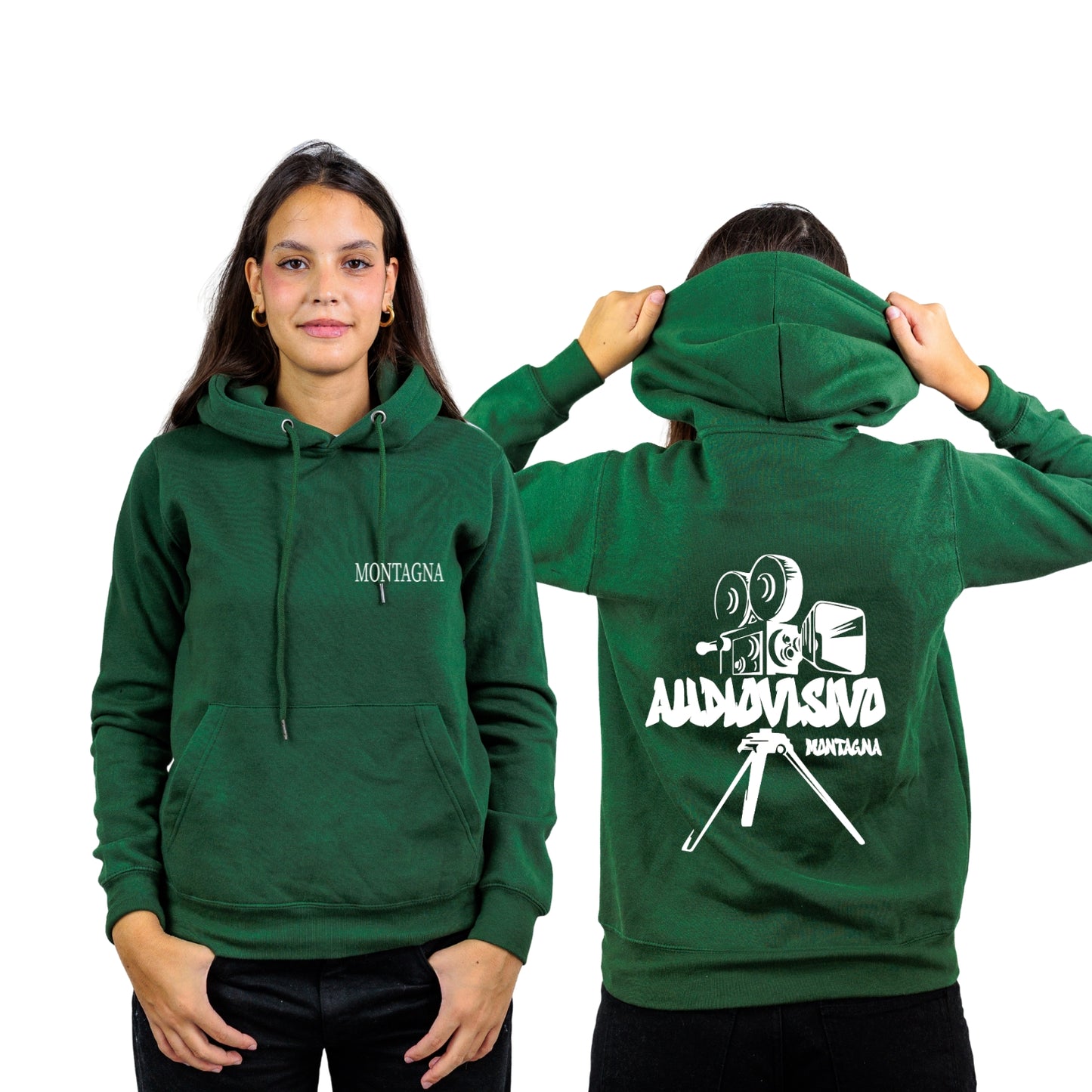 FELPA CON CAPPUCCIO AUDIOVISIVO MONTAGNA